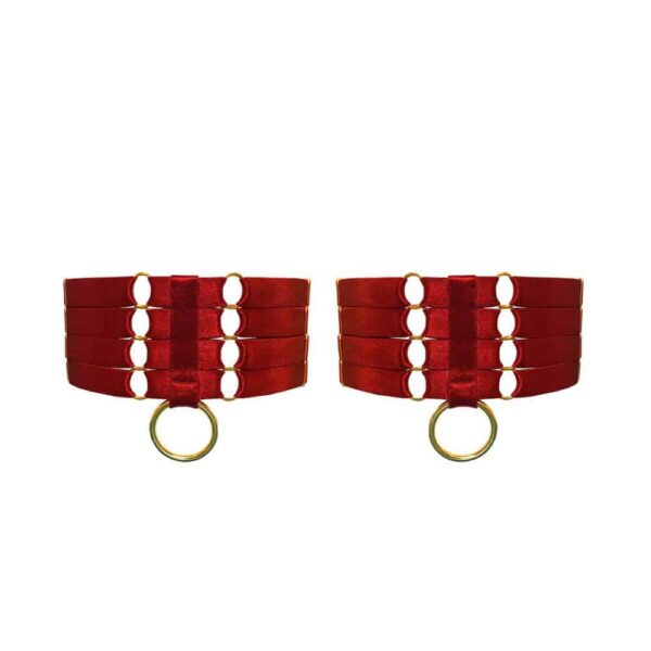 Strumpfbänder Bondage Rubin Bordelle Signature Rote Strumpfbänder Bondage aus dem Sortiment Bordelle Signature bei Brigade Mondaine