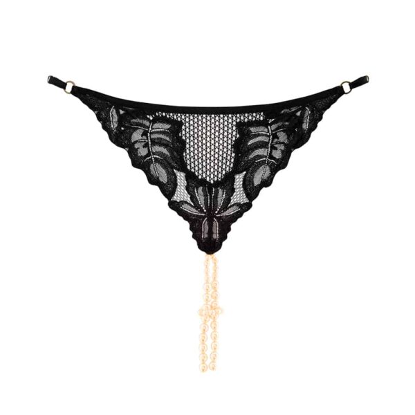 G-String Klitoris-Stimulation mit stimulierenden Perlen aus Spitze und Netz schwarz BRACLI bei Brigade Mondaine