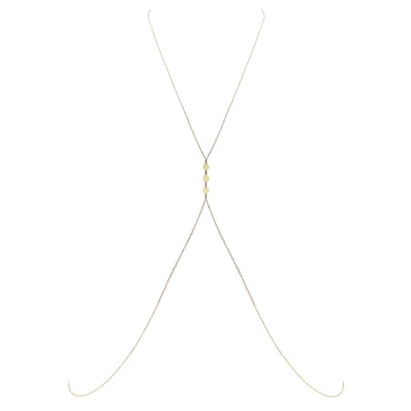 Bijou de corps en or dos nu avec petits ronds plats en or entre les seins FUNGI chez Brigade Mondaine