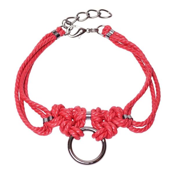 Chocker aus geknotetem Seil Shibari Bondage rot Figure of A bei Brigade Mondaine