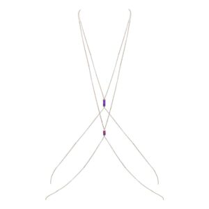 Körperschmuck mit Kreuzung auf der Brust und violetten Steinen rückenfrei bei Brigade Mondaine