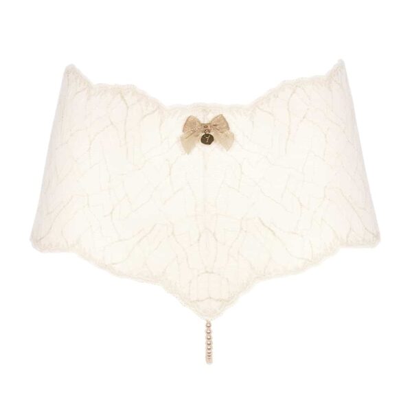 Culotte taille haute avec perles stimulantes en dentelle ivoire collection SYDNEY avec petit noeud sur le devant BRACLI chez Brigade Mondaine