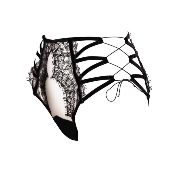 Culotte haute Lilitus alliant résille, dentelle et élastique, pour former des pièces fortes et intemporelles