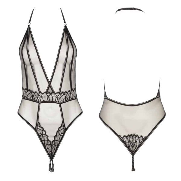 BRACLI Manhattan - Body Stringv Collection Manhattan de Bracli. Body String Point G noir transparent et en dentelle de la marque Bracli. Le body est string et possède des perles noires au niveau de la zone string.