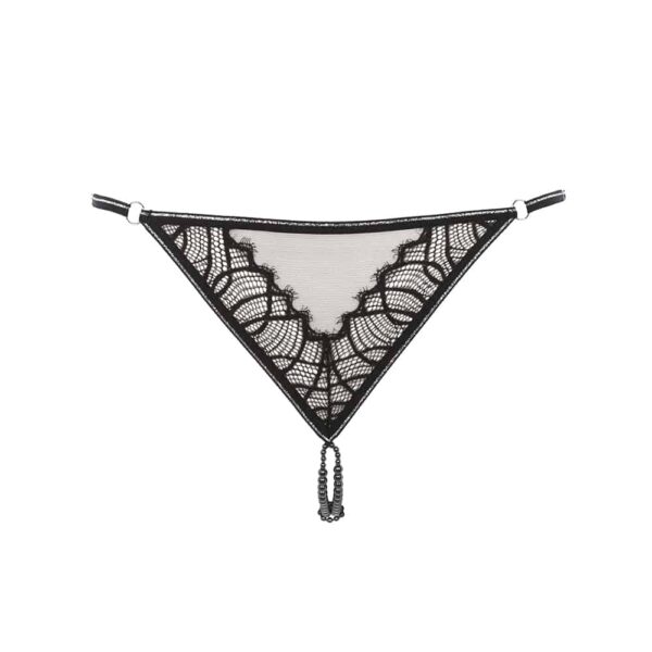 BRACLI Manhattan - G-String Manhattan-Kollektion von Bracli. G String Manhattan G-Punkt von der Marke Bracli schwarz mit Spitze mit transparenten Teilen und schwarzen Perlen.