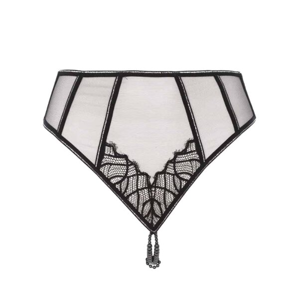 BRACLI Manhattan - Hoher Slip Manhattan-Kollektion der Marke Bracli. Manhattan High Panty G-Punkt schwarz transparent und mit Spitze. Es verfügt über schwarze Perlen am String-Teil.