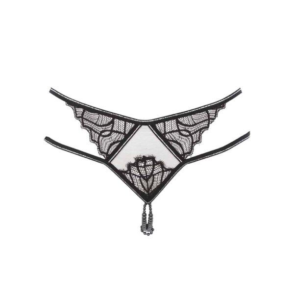 BRACLI Manhattan - Braga Colección Manhattan de Bracli. Tanga de encaje negro Manhattan G-Spot. Tiene cuentas negras en la parte del tanga.