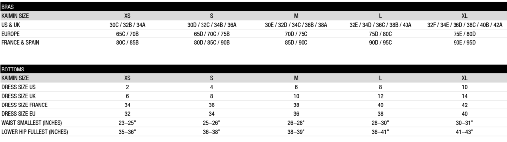 Guide de taille Kaimin
