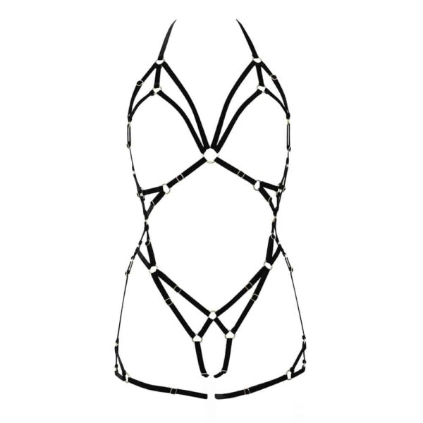 COUTURE DE NUIT - Grace Playsuit Exclusive Black Le Playsuit Grace est une version exclusive très luxe composé de 64 éléments totalement ajustables et modulables. Il s’agit de la pièce de lingerie la plus complexe de la marque Couture de Nuit. Taille unique – Convient du XXS au L ( 34/36 → 40/42). 100% Cruelty Free. Existe aussi en bleu. Le playsuit est disponible chez Brigade Mondaine.