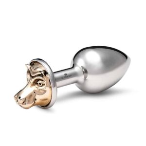 Accessoire Plug anal en bronze argenté et décoration tête hippopotame en dorée .