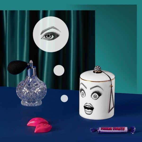LDC - Performer - Bougie Parfumée Bougie porcelaine avec visage maquillé peint et un parfum en verre