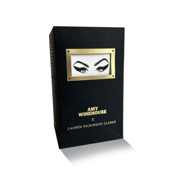 LDC - Amy Winehouse Bougie Parfumée Bougie parfumé en porcelaine blanche avec visage de Amy Winehouse maquillé en noir et blanc