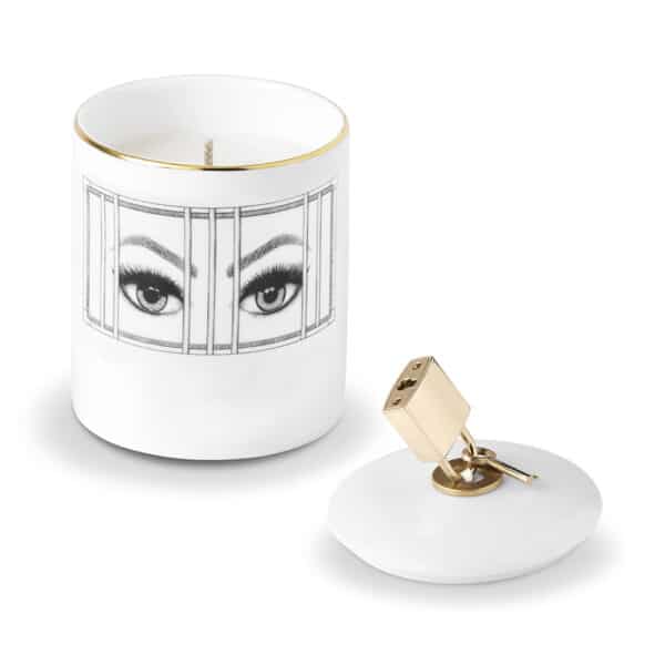 LDC - Prisoner Scented Candle Scented candle with imprisoned eyes drawn in black and white