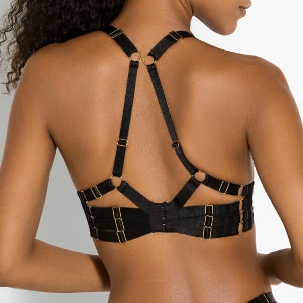 BORDELLE SIGNATURE BLACK (64) Detail of a photo of a woman wearing a Black Silk Push-Up Bra.