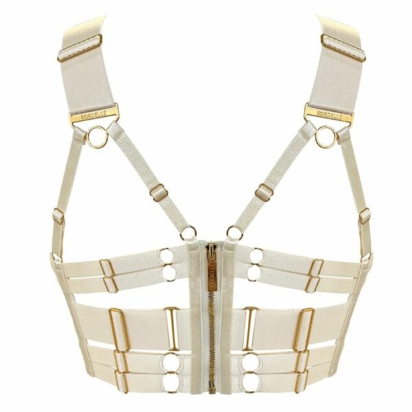 Packshot der Rückseite des cremefarbenen Bustier-BHs