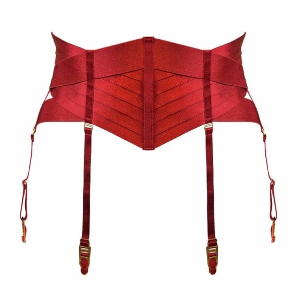 BORDELLE NEW SIGNATURE (105) Packshot du Devant du Serre-Taille Porte-Jarretelles couleur Rouge