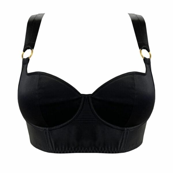 BORDELLE NEW SIGNATURE (134) Packshot du Devant du Bustier en Soie couleur Noir