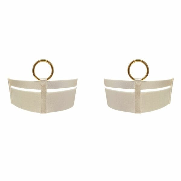 BORDELLE NEW SIGNATURE (161) Packshot du Devant des Garters Wide Strap couleur Crème