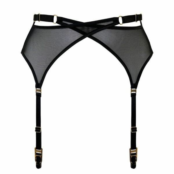 BORDELLE NEW SIGNATURE (45) Packshot du Devant du Porte-jarretelles Wrap Noir