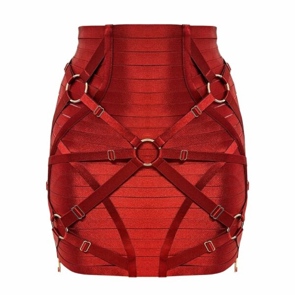BORDELLE NEW SIGNATURE (70) Packshot du Devant de la Jupe Waspie Harnais couleur Rouge
