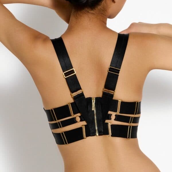 BORDELLE SIGNATURE BLACK (53) Détail d'une Photo d'une Femme de Dos portant un Soutien-gorge Push-Up Soie couleur Noir