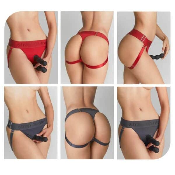 STRAP-ON-ME - Упряжь для белья Unique Red/Grey Слинг Unique lingerie обнимает ваши изгибы и обеспечивает оптимальную поддержку. Разработанный для размещения фаллоимитатора или страпона, он гарантирует полный комфорт благодаря регулируемому поясу и лямкам.