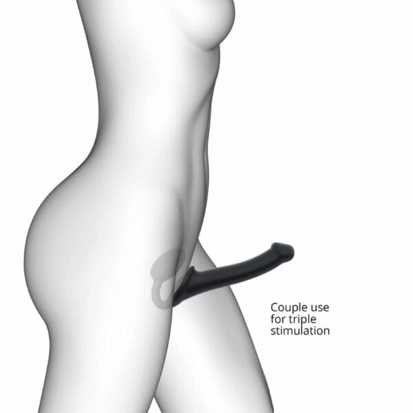 STRAP-ON-ME - Strap-on Original Black The 2019 award-winning non-vibrating strap-on combines ultra-soft silicone and a flexible memory neck for exceptional comfort. It simultaneously stimulates the clitoris and G-spot thanks to its egg-shaped part. Its ergonomic design adapts perfectly to your anatomy for a unique experience. Flexible and durable, it guarantees optimal stimulation.