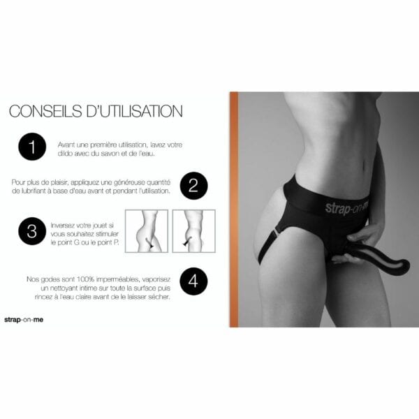 STRAP-ON-ME - Dildo Point P&G Dildo Point P&G de Strap-On-Me en silicone noir, avec courbure ergonomique pour stimuler le Point G et le Point P. Ventouse puissante pour une fixation sur surface plane et une utilisation mains libres.