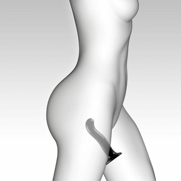 STRAP-ON-ME - Dildo Point P&G Dildo Point P&G de Strap-On-Me en silicone noir, avec courbure ergonomique pour stimuler le Point G et le Point P. Ventouse puissante pour une fixation sur surface plane et une utilisation mains libres.