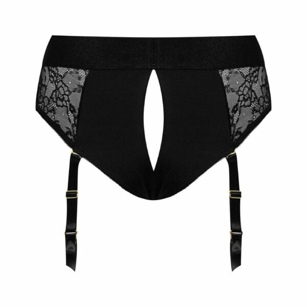 STRAP-ON-ME - Harnais Lingerie Diva Harnais Lingerie Diva en dentelle noire de Strap-On-Me, avec porte-jarretelles amovibles et anneau discret pour une expérience intime. Design seconde peau pour un confort optimal et une allure sensuelle.