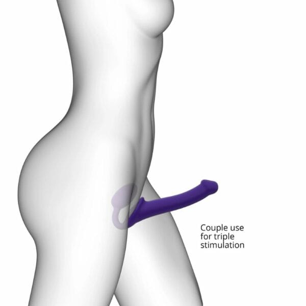 STRAP-ON-ME - Strap-on Original Violet Le strap-on non vibrant, primé en 2019, combine silicone ultra-doux et cou flexible à mémoire de forme pour un confort exceptionnel. Il stimule simultanément le clitoris et le point G grâce à sa partie œuf. Son design ergonomique s’adapte parfaitement à votre anatomie pour une expérience unique. Souple et durable, il garantit une stimulation optimale.