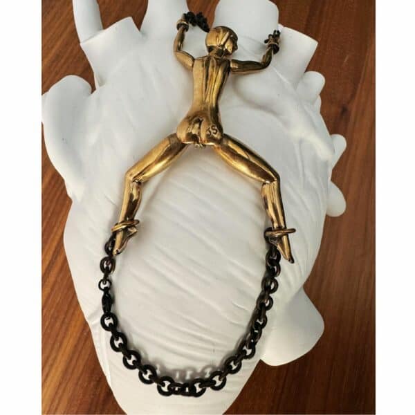 Zoom in on a picture of a Bronze Cockring with Chains