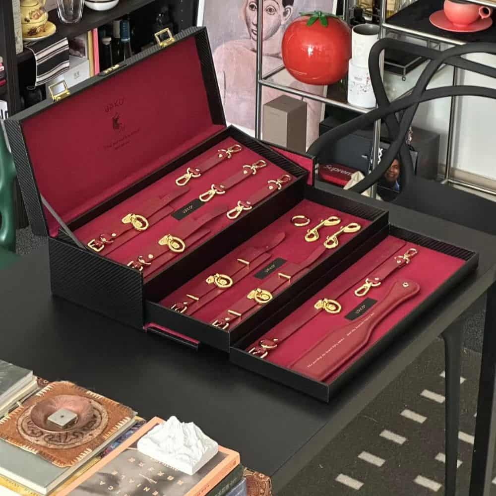 Foto von einem Koffer Farbe Schwarz von Bondage-Accessoires Farbe Rot