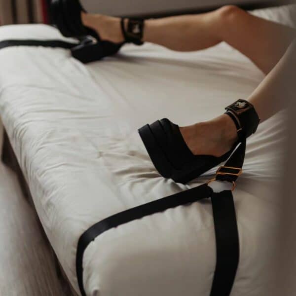 Bondage Straps for Bed Black With Gold Plated Detail