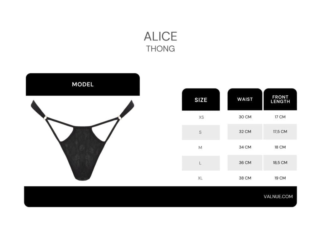 Tabla de tallas del tanga Alice Black