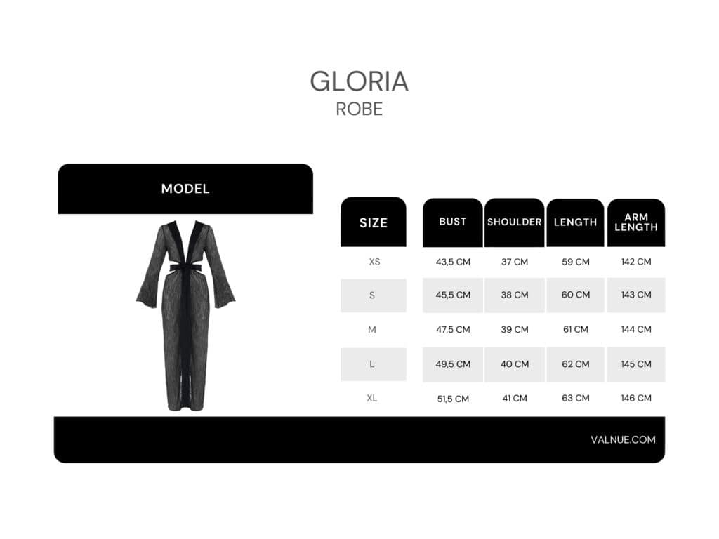 Tabla de tallas del vestido Couleur Noir Gloria
