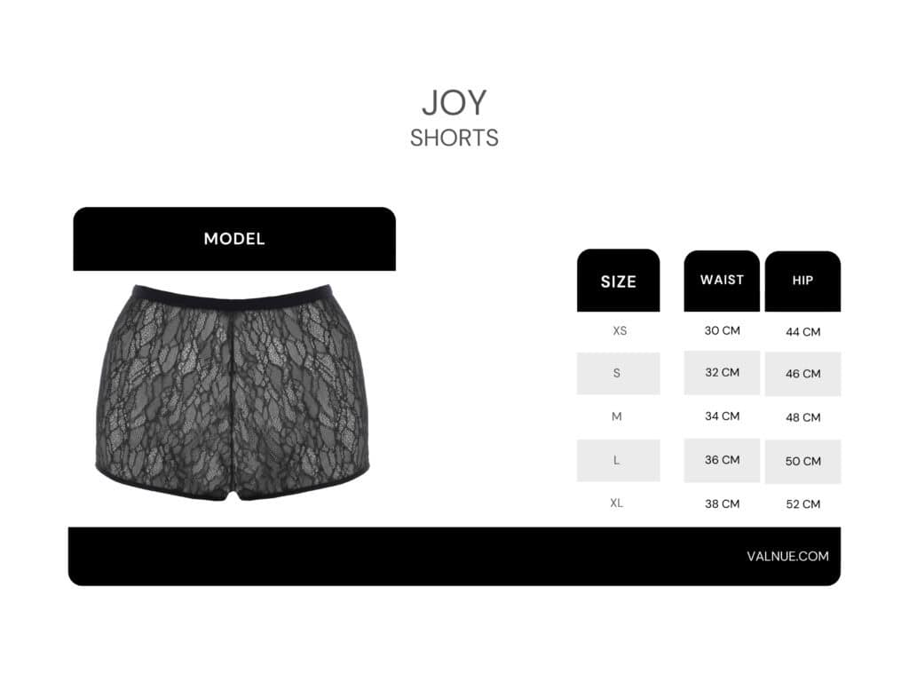 Tabla de tallas de Gloria Black Colour Shorts