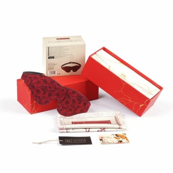 Packshot du contenu de la boîte du Bandeau en Cuir Imprimé de Roses Rouges