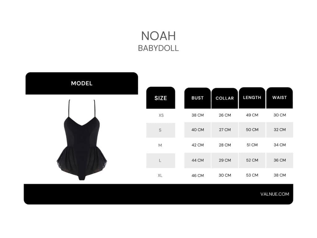 Tabla de tallas del Babydoll Couleur Noir Noah