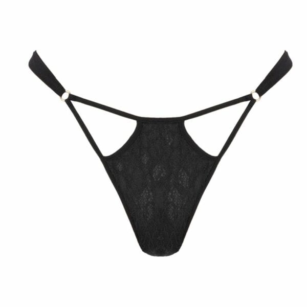 Black Lace and Elastic Thong Front Packshot