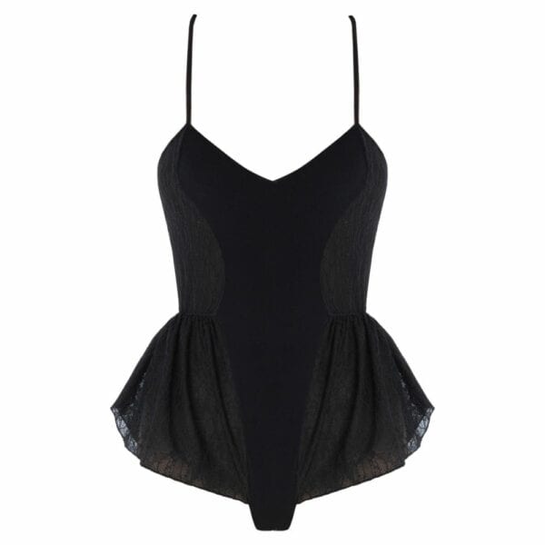 VALNUE MUSE - Teddy Noah couleur Noir Packshot du Devant de la BabyDoll en Dentelle couleur Noir