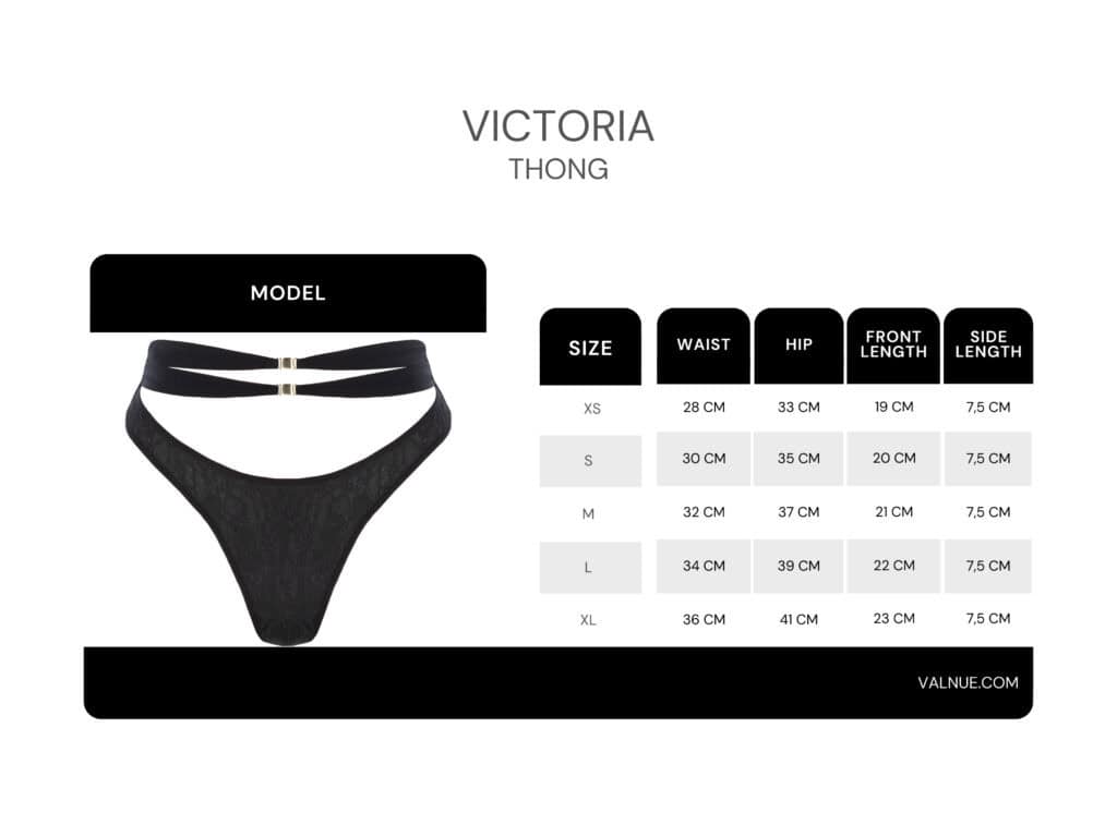 Tabla de tallas del tanga negro Victoria