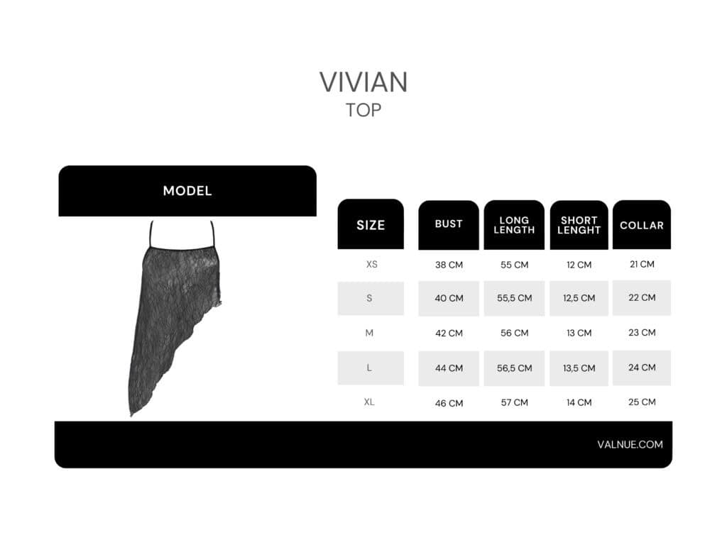 Tabla de tallas de Top Color Negro Vivian