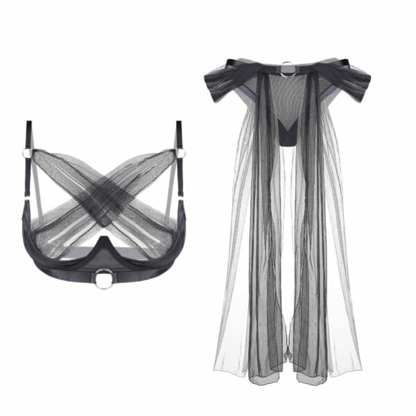 Black Draped Lingerie Set Front Packshot