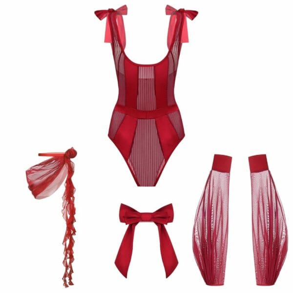 Packshot der Vorderseite eines Dessous-Sets in roter Farbe