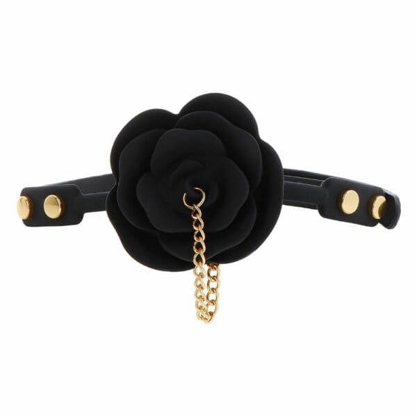 GAG Black Leather Rose Shaped Silicone Chain with Gold Chain
