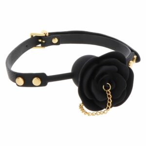 Schwarzer GAG Lederkettchen in Form einer Silikonrose mit vergoldeter Kette