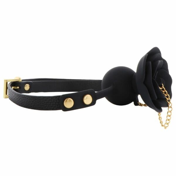 GAG Black Leather Rose Shaped Silicone Chain with Gold Chain