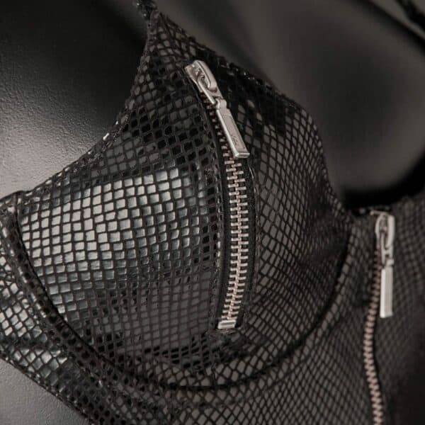 Foto Model Body Leder Serpens Schwarz Detail auf dem Zip