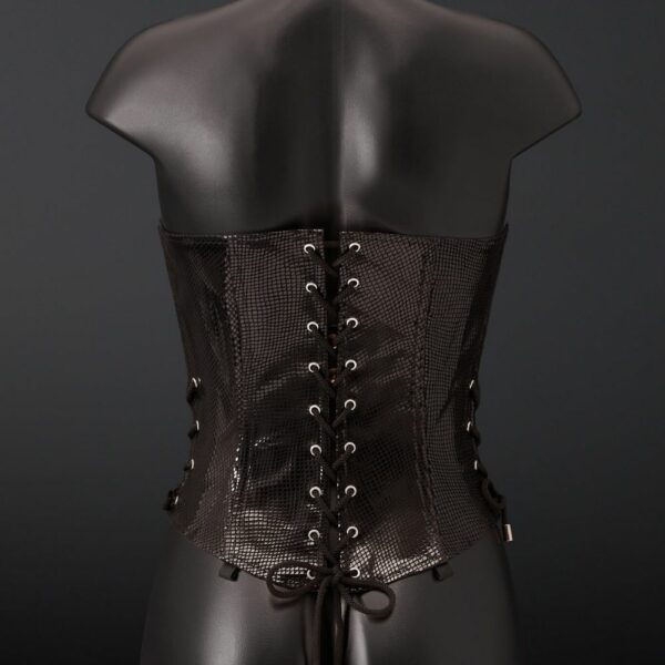 Photo Packshot Corset Cuir Vache Embossé Noir Serpens